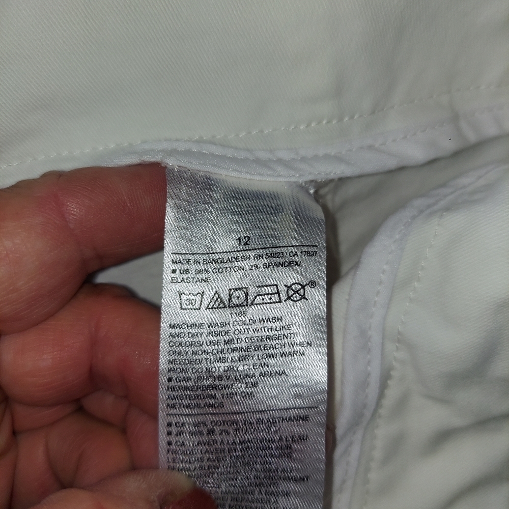 Banana Republic White Girlfriend Authentic Chino Pant  Raw Hem Sz 12 - Picture 17 of 17
